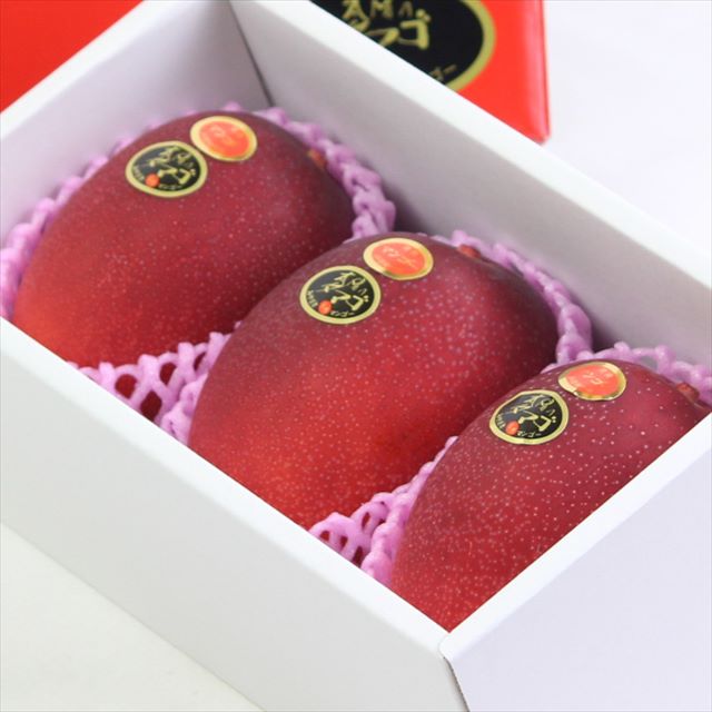 宮崎産完熟マンゴー 太陽のタマゴ「赤秀品」2Lサイズ3玉産地化粧箱入