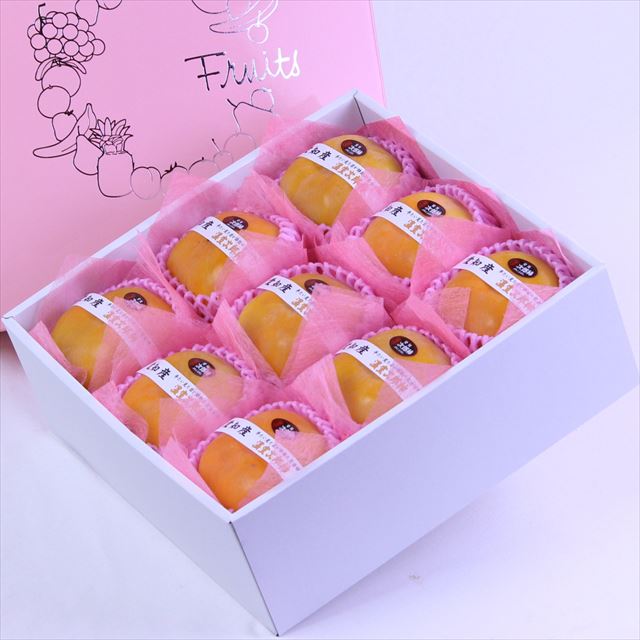 愛知産温室次郎柿【秀品】9玉化粧箱入