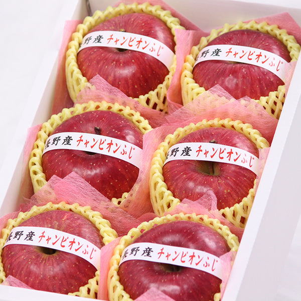 長野産チャンピオンふじ【特秀品】6玉化粧箱入