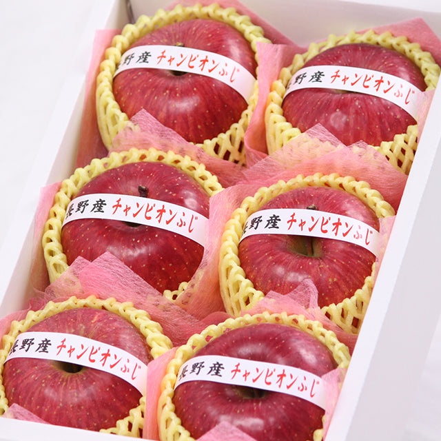 長野産チャンピオンふじ【特秀品】6玉化粧箱入